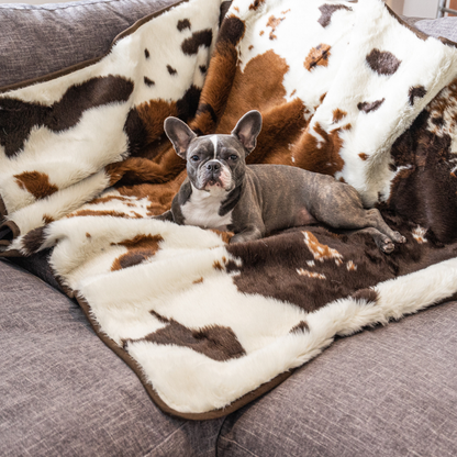 PupProtector™ Waterproof Throw Blanket - Brown Faux Cowhide: Large (80"L x 62"W)