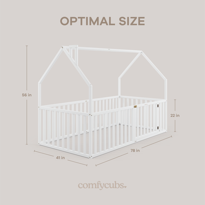 Kids House Gated Floor Bed Twin Size for 5+ by Comfy Cubs: Grey