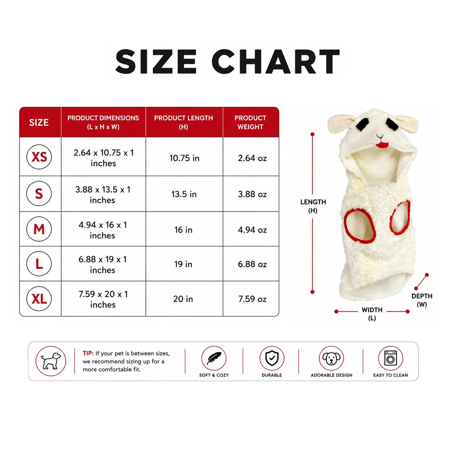 Multipet Lamb Chop Apparel: Small