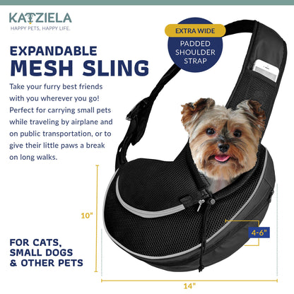 Pet Carrier Expandable Sling For Small Dogs And Cats Black: Gray