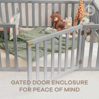 Kids House Gated Floor Bed Twin Size for 5+ by Comfy Cubs: Grey