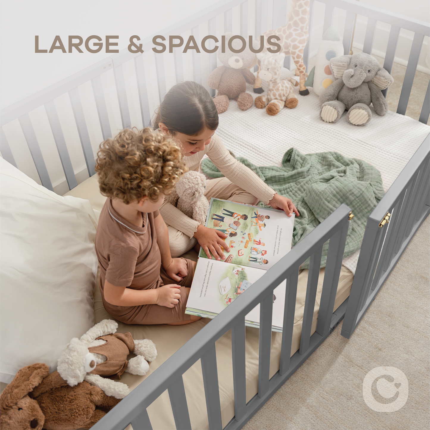 Kids House Gated Floor Bed Twin Size for 5+ by Comfy Cubs: Grey
