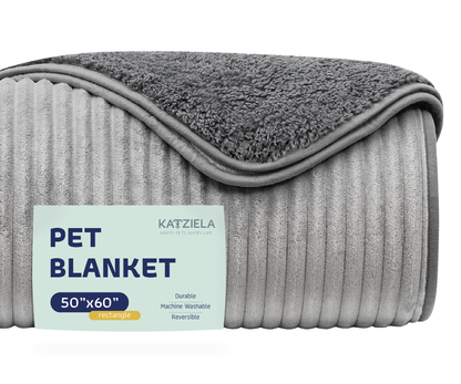 Premium Waterproof Sherpa Soft Throw Blanket's For Dog & Cat: Grey / Large 50x60 / Solid