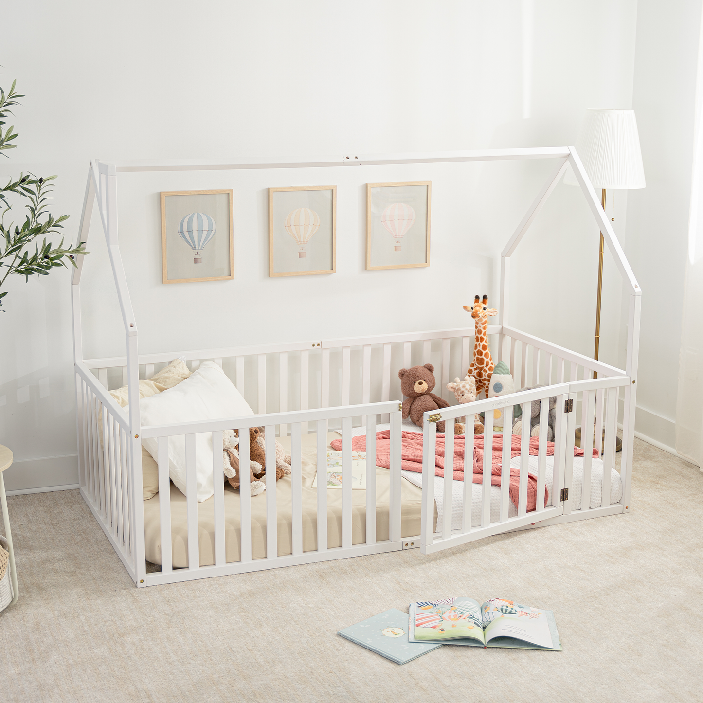 Kids House Gated Floor Bed Twin Size for 5+ by Comfy Cubs: Grey