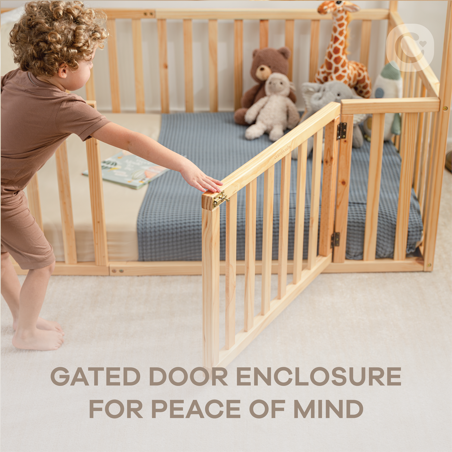 Kids House Gated Floor Bed Twin Size for 5+ by Comfy Cubs: Grey