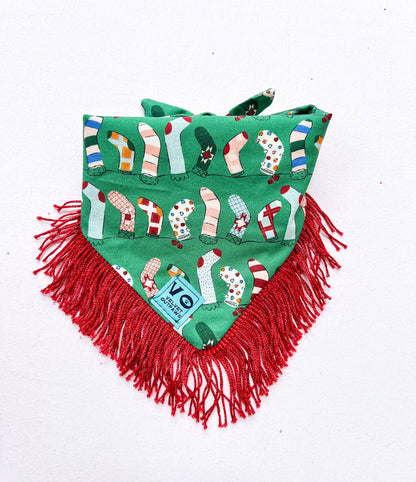 Holiday Stockings Dog Bandana: Large