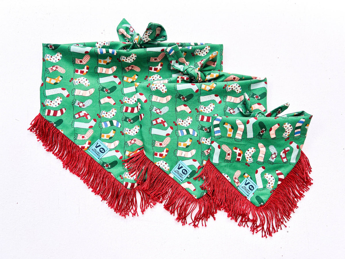 Holiday Stockings Dog Bandana: Large