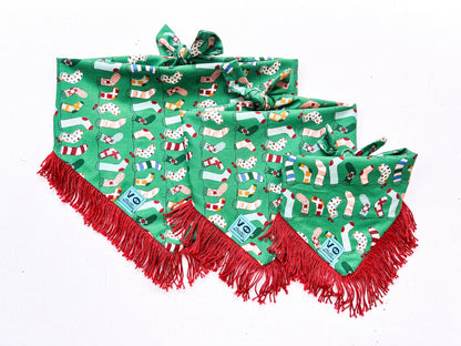 Holiday Stockings Dog Bandana: Large