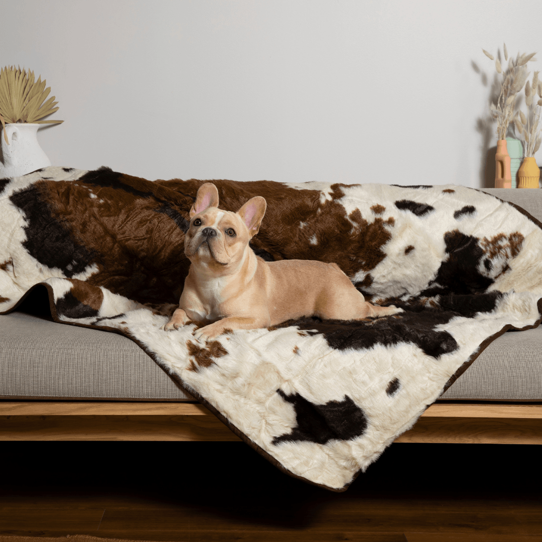 PupProtector™ Waterproof Throw Blanket - Brown Faux Cowhide: Large (80"L x 62"W)