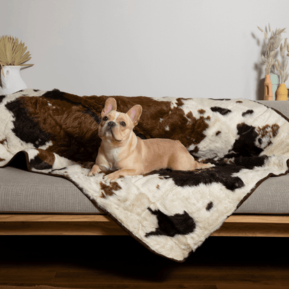 PupProtector™ Waterproof Throw Blanket - Brown Faux Cowhide: Large (80"L x 62"W)