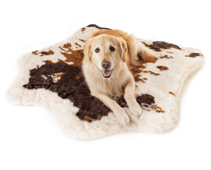 PupRug™ Animal Print Memory Foam Dog Bed - Brown Faux Cowhide: Original (55" L x 50" W)