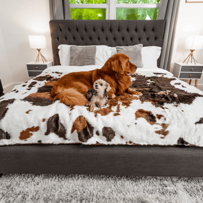 PupProtector™ Waterproof Throw Blanket - Brown Faux Cowhide: Large (80"L x 62"W)