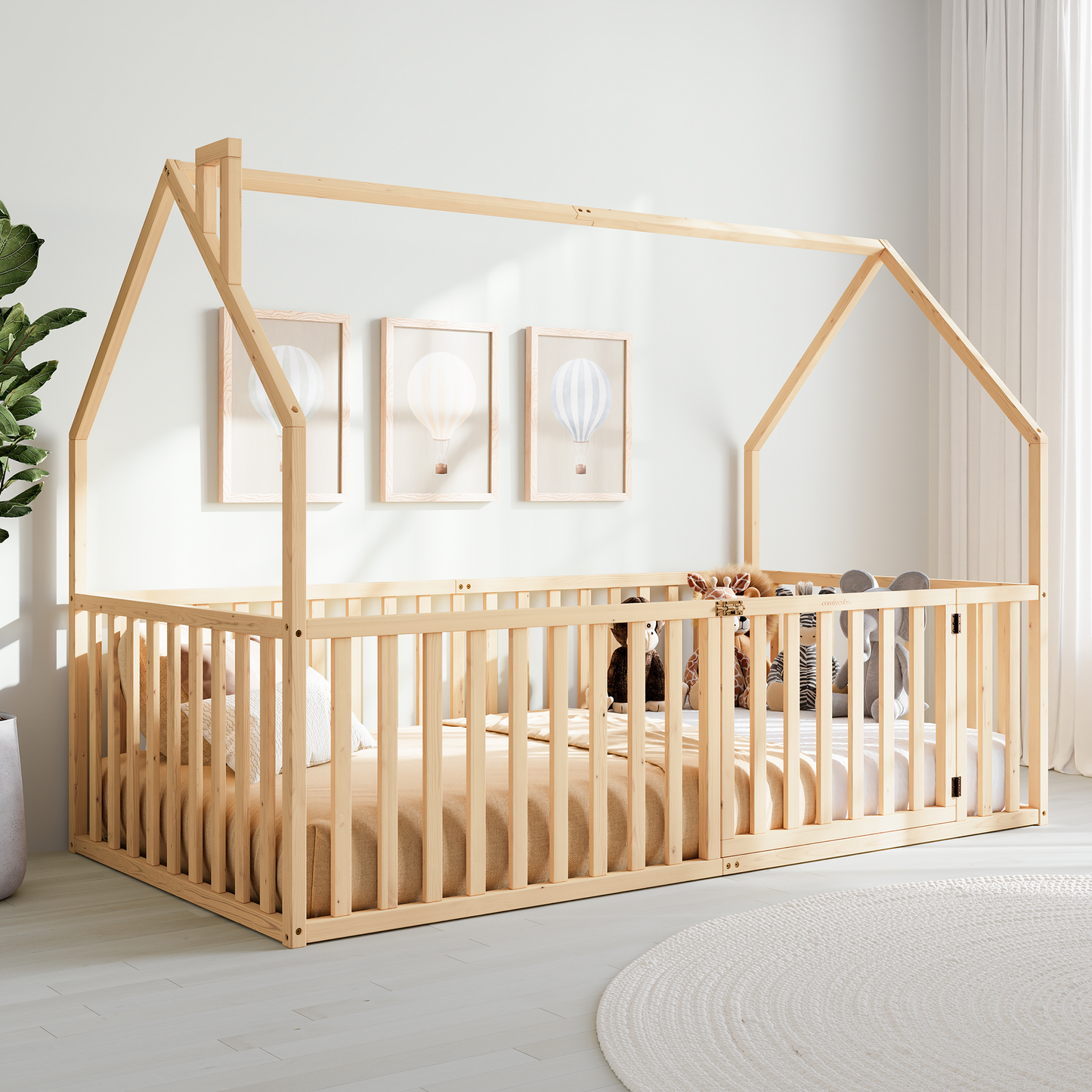 Kids House Gated Floor Bed Twin Size for 5+ by Comfy Cubs: Grey