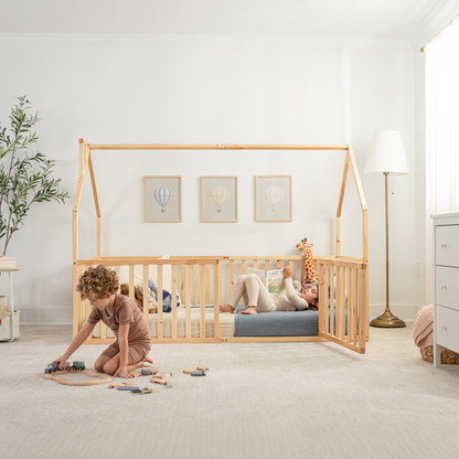 Kids House Gated Floor Bed Twin Size for 5+ by Comfy Cubs: Grey