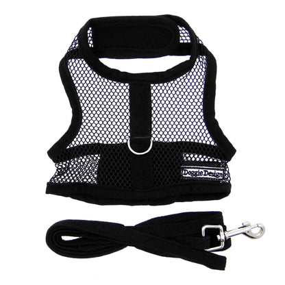 Cool Mesh Dog Harness - Solid Black: Medium