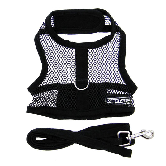 Cool Mesh Dog Harness - Solid Black: Medium