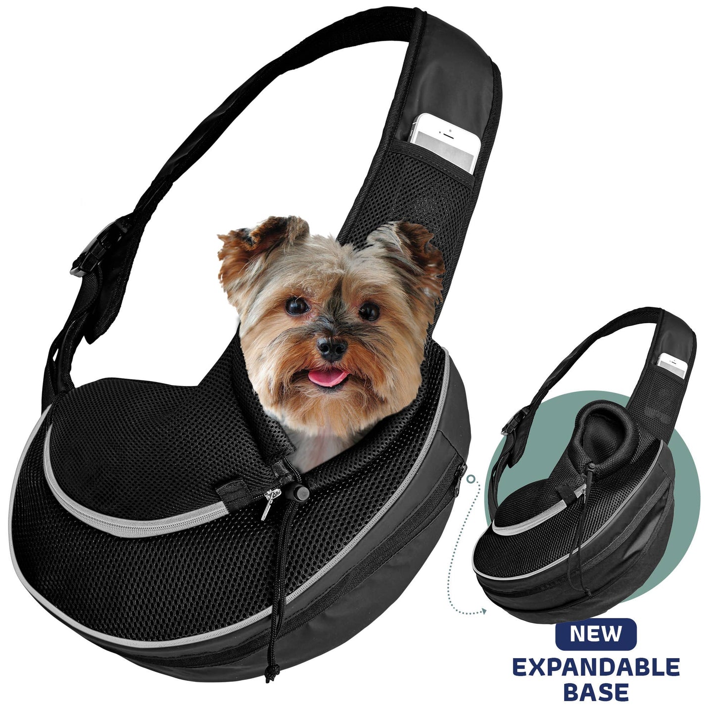 Pet Carrier Expandable Sling For Small Dogs And Cats Black: Gray