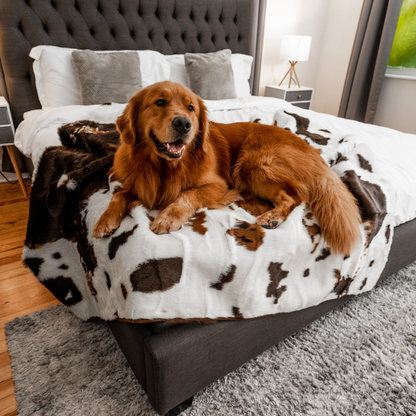 PupProtector™ Waterproof Throw Blanket - Brown Faux Cowhide: Large (80"L x 62"W)