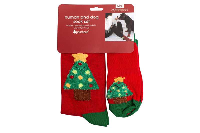 Human and Dog Matching Christmas Sock Set, Christmas Tree