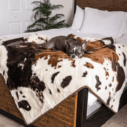 PupProtector™ Waterproof Throw Blanket - Brown Faux Cowhide: Large (80"L x 62"W)