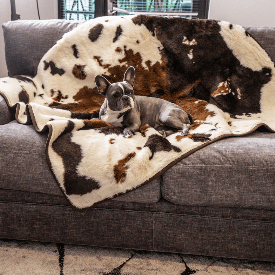PupProtector™ Waterproof Throw Blanket - Brown Faux Cowhide: Large (80"L x 62"W)