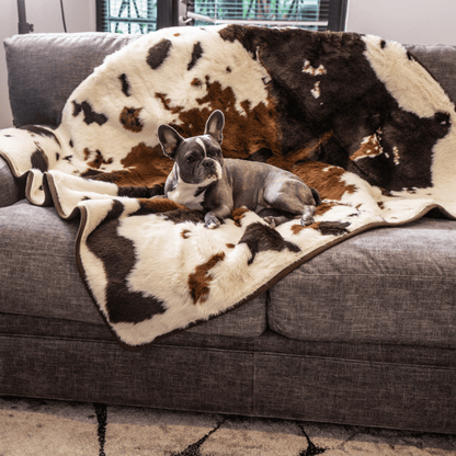 PupProtector™ Waterproof Throw Blanket - Brown Faux Cowhide: Large (80"L x 62"W)