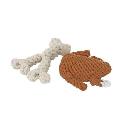 Stuffed Turkey- turkey & wishbone chew set